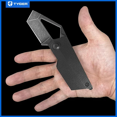 Vista 3 de Tyger K7 EDC Cuchillo de bolsillo plegable Hoja de acero negra lavada a la piedra de 154CM Mango G-10 TG-KF9C2898