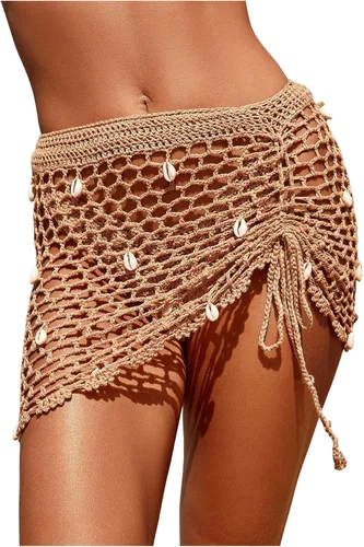 Vista 5 de SHENHE Traje de baño de ganchillo transparente para mujer, falda de playa