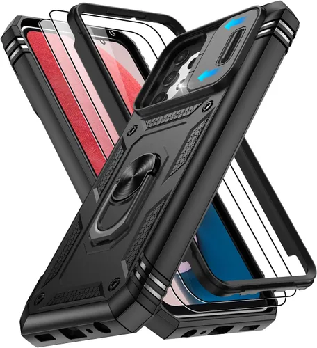Vista 156 de Gritup Funda para Google Pixel 6 con cubierta deslizante para cámara y protector de pantalla (2 unidades), soporte de anillo giratorio 360°, funda