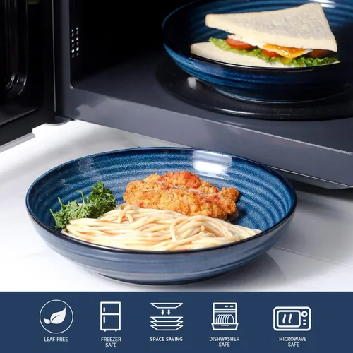 Vista 8 de HASENSE Juego de 4 cuencos de cerámica para pasta de 32 onzas y 40 onzas, juego de 4 cuencos de sopa