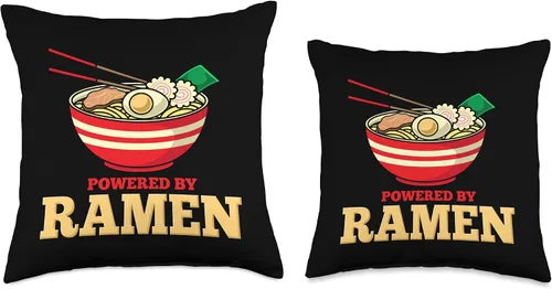 Vista 3 de Alimentado por ramen japonés fideos fideos impulsado por Ramen Japanese Anime Fideos, almohada de 15.7 x 15.7 in, multicolor