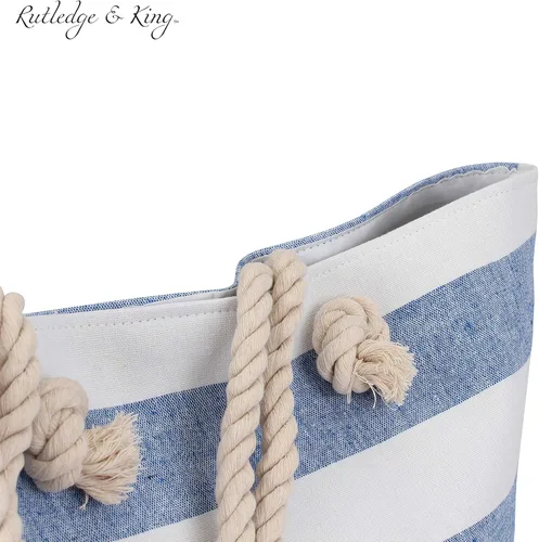 Vista 7 de Rutledge & King Bolso de mano - Bolsa de playa - Bolsa de playa - Bolsa grande con asas de cuerda
