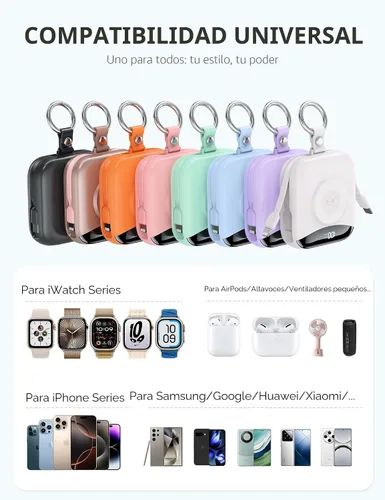 Vista 7 de Cargador portátil, 10,000 mAh, 22,5 W, banco de energía de carga rápida con cables integrados, paquete de baterías esenciales de viaje con pantalla