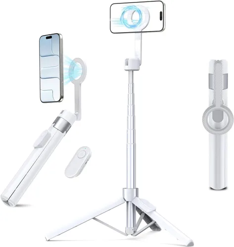 Vista 9 de Vimose - Trípode magnético para iPhone, mini trípode para selfie stick para Magsafe, trípode de viaje portátil giratorio de 360°, soporte