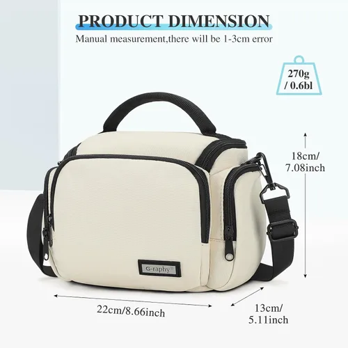 Vista 2 de G-raphy Funda compacta y ligera para cámara Nikon Canon, Sony, DSLR SLR, sin espejo, con correas de extracción (beige)