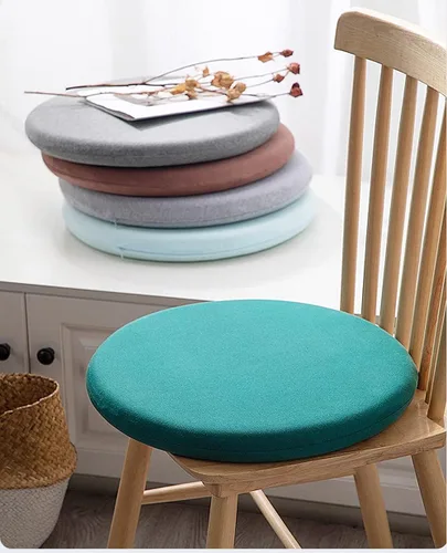 Vista 2 de Cojín redondo de espuma viscoelástica para silla de oficina en casa, color azul claro, 12 pulgadas