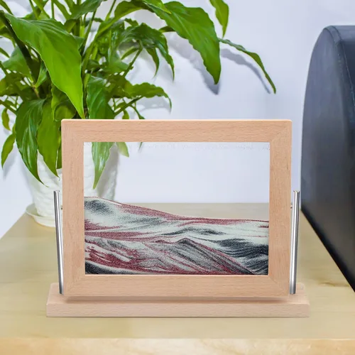 Vista 7 de Coitak Imagen de arte de arena móvil, imagen dinámica de arena, arte de arena móvil de escritorio para decoración del hogar y oficina (oro rosa)