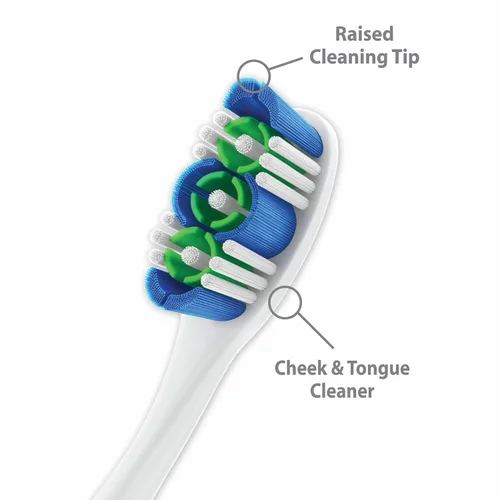 Vista 3 de Colgate Cepillo de dientes 360 con limpiador de lengua y mejillas, suave (paquete de 8)