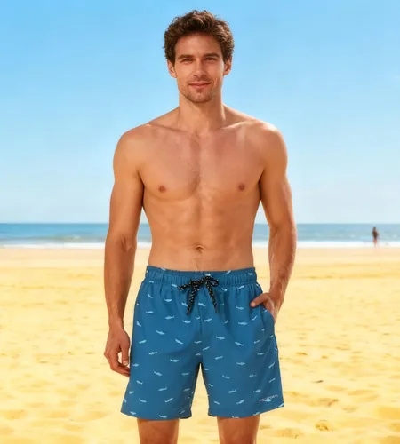 Vista 2 de HODOSPORTS Traje de baño para hombre de 7 pulgadas con forro de compresión S-6XL, pantalones cortos de natación de secado rápido, bolsillos