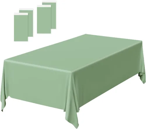 Vista 8 de Paquete de 2 Manteles de Plástico Beige Desechables Cubiertas de Mesa Mantel Rectangular Beige para Fiesta Baby Shower Boda Cumpleaños Mantel