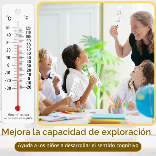 Vista 6 de Maitys - 10 termómetros científicos sin mercurio, suministros escolares para estudiantes, termómetros de doble escala de punto de ebullición
