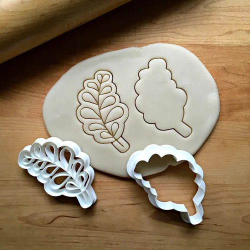 Vista 2 de Sweet Prints Inc Set of 2 Rounded Leaf Cookie Cutters - Dishwasher Safe
