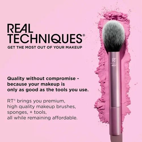 Vista 8 de Real Techniques Artist Essentials Makeup Brush Set, For Foundation,Blush, Highlighter, Eyeshadow, & Liner, Professional Makeup Tools, Synthetic