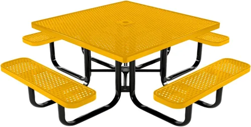 Vista 140 de COATEDOUTDOORFURNITURE Mesa de picnic cuadrada de 46 pulgadas, expandida, color negro