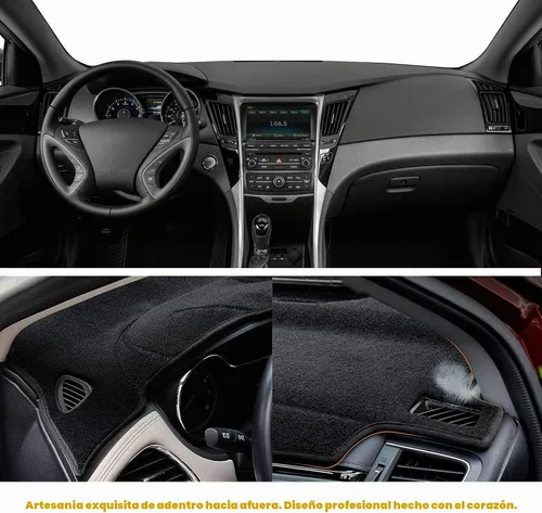 Vista 5 de Tapete antideslizante para tablero de instrumentos compatible con Hyundai Sonata 2011, 2012, 2013, 2014, Sonata 8, protector solar (borde negro)