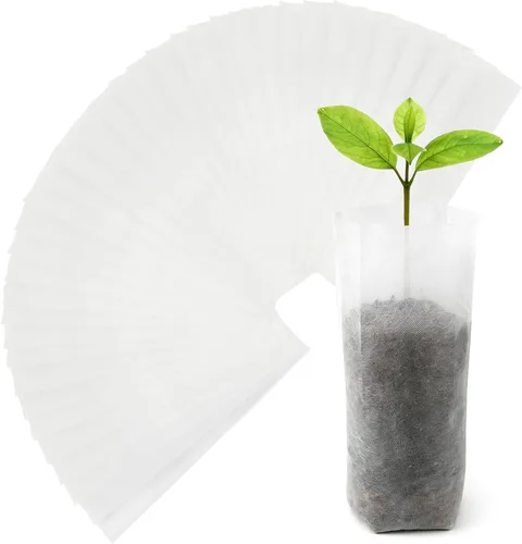 Vista 10 de Augshy Bolsas de cultivo de vivero, 400 bolsas de tela para plantas, bolsas de cultivo de plantas no tejidas, bolsa de inicio de siembra, plantas