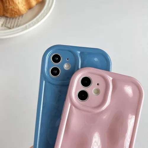 Vista 4 de Caseative Funda para iPhone 12, color negro Galjanoplastia de cromo suave de la burbuja del meteorito de la onda de la ondulación