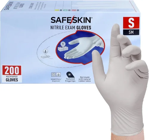 Vista 14 de SAFESKIN Nitrile Exam Gloves Disposable - 3.5 Mil, Gray, Powder Free Gloves for Medical, Dental, Cleaning, Cooking