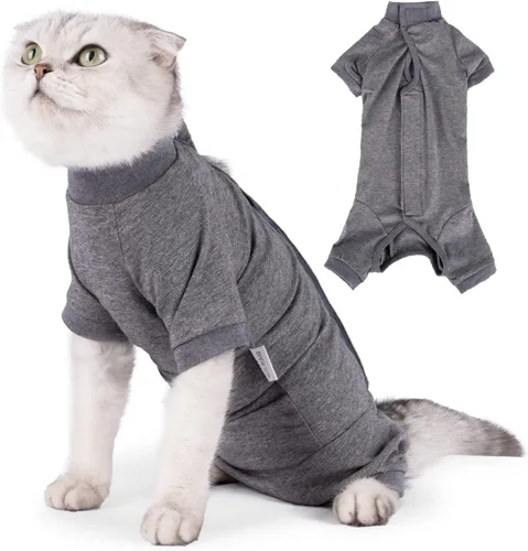 Vista 9 de LIANZIMAU Traje profesional de recuperación quirúrgica para gatos, para macho, hembra, perro, heridas abdominales, cono alternativo, collar