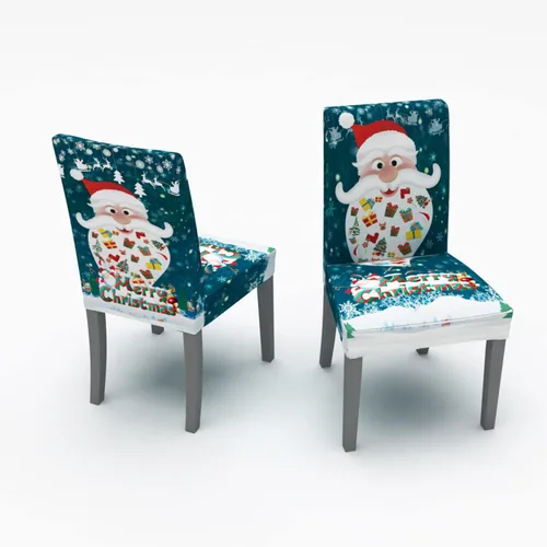 Vista 43 de XMNTG Juego de 6 fundas para sillas de Navidad, con estampado de ciervos, decoración de Navidad, fundas extraíbles para sillas antideslizantes Negro