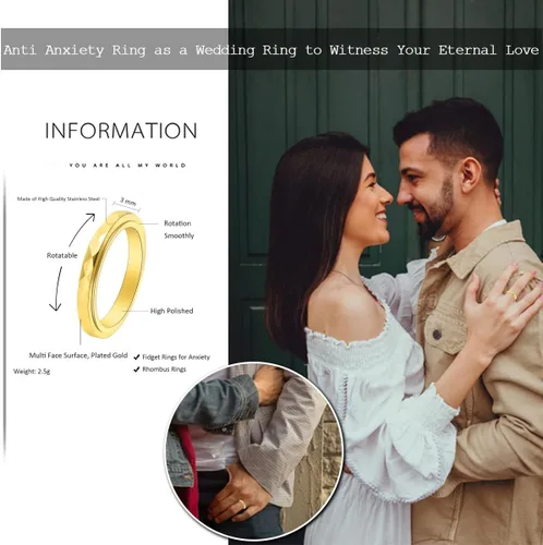 Vista 6 de Nanafast Anillos de ansiedad de acero de titanio de 0.118 pulgadas para mujeres y hombres, anillos multifacéticos para ansiedad, anillos giratorios