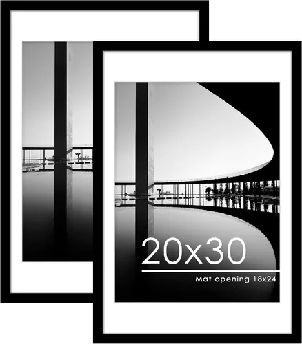 Vista 14 de PEALSN - Juego de 2 marcos de fotos de 12 x 18, muestra fotos de 11 x 17 con paspartú o 12 x 18 sin paspartú para montaje en pared, marcos para Negro