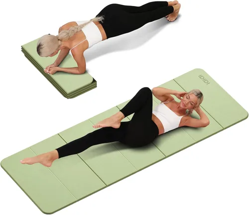 Vista 9 de Tapete de yoga plegable extra grueso de 0.32 pulgadas, material POE ecológico, tapete de fitness de diseño antideslizante, tapetes de entrenamiento