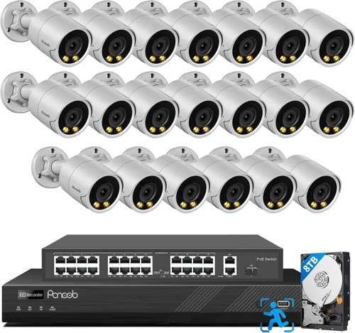 Vista 15 de Sistema de cámara de seguridad PoE, 4 cámaras IP con cable de 5 MP con cable para el hogar, micrófono integrado, detección de vehículos humanos