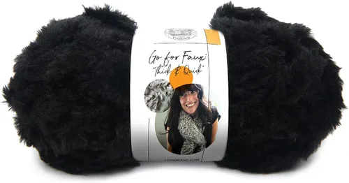 Vista 10 de Lion Brand Yarn (1 madeja) Go for Faux Thick & Quick hilo voluminoso, Baked Alaska Jumbo Faux Fur Knit & Crochet Fiber for Plush Blankets, Cozy