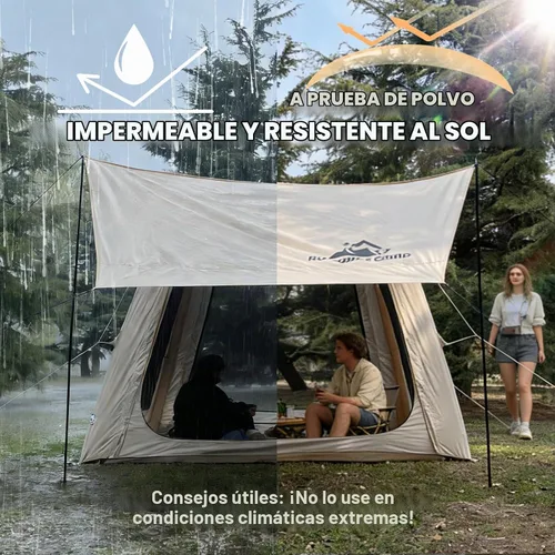 Vista 2 de Tienda de campaña inflable para campamento, instalación rápida con bomba, tienda de campaña Oxford impermeable de 4 estaciones con tragaluz, tienda