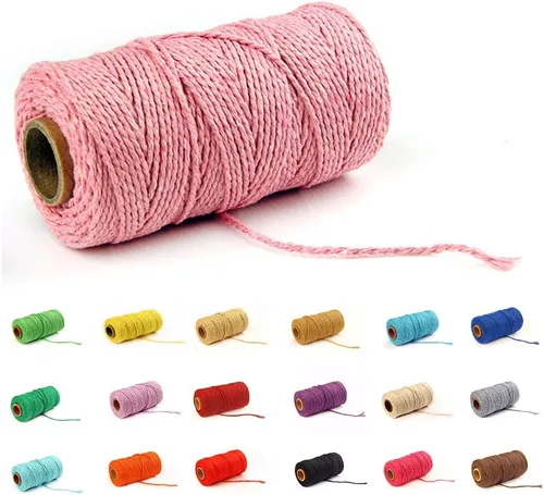Vista 17 de Cordón de macramé de algodón 2 mm x 109 yardas, cuerda de algodón colorida para manualidades DIY, ganchos de plantas (Beige)