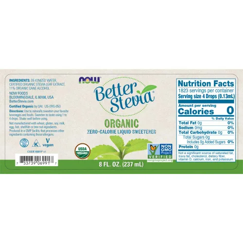 Vista 2 de Extracto de estevia orgánico de NOW Foods, de 8 onzas líquidas