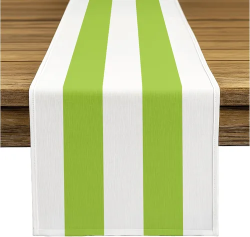 Vista 3 de Fabric Textile Products Servilletas de tela a rayas color lima y blanco Servilletas cabaña de 18 x 18 pulgadas Juego de 12 Resistente a