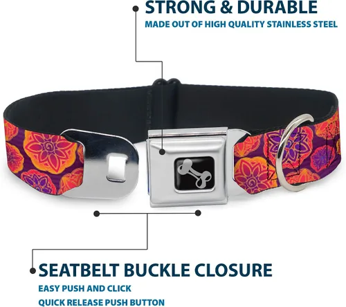 Vista 4 de buckle-down 13 – 18" Boho Mandala morados/Naranjas/PINKS perro collar HUESO, Wide pequeñas