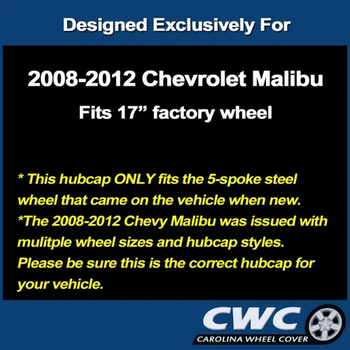 Vista 4 de Tapacubos de réplica premium, repuesto para Chevy Malibu 2008-2012, cubierta de rueda de 17 pulgadas (1 pieza)