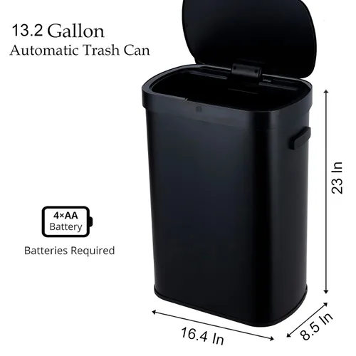 Vista 2 de GlowSol Basurero automático con sensor de movimiento, cubo de basura automático sin contacto de 50 litros/13 galones, cubo de basura inteligente
