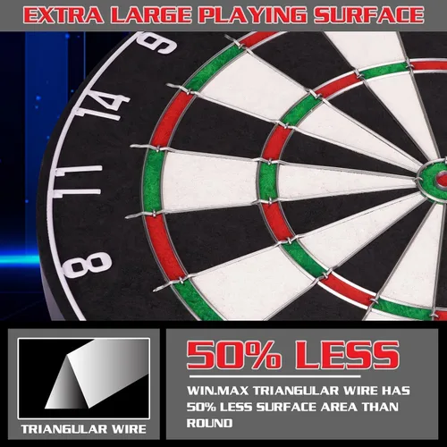 Vista 5 de WIN.MAX Dart Board - Bristle Steel Tip Dartboard with 12 Metal Darts