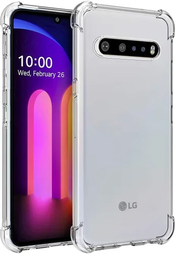 Vista 10 de Osophter Funda para LG V60 ThinQ, funda para LG V60, transparente, esquinas reforzadas de poliuretano termoplástico (TPU), absorción de golpes
