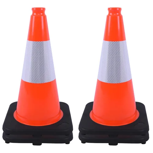 Vista 15 de OrangeStar 6 Pack 36" Conos de seguridad de tráfico, conos de estacionamiento verdes con collar reflectante, conos de construcción con base