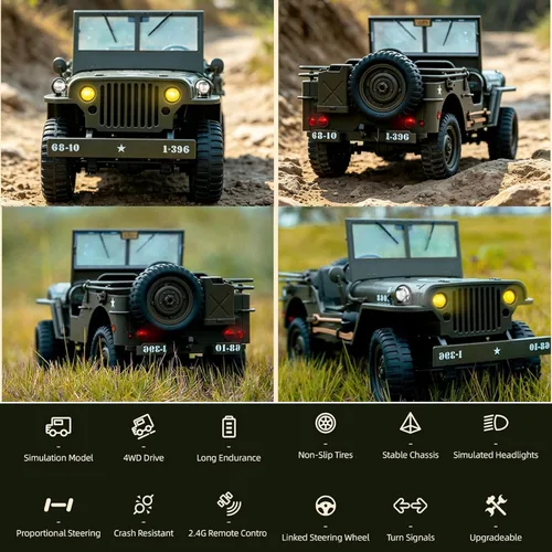 Vista 2 de Coche de control remoto, 2.4Ghz 4WD Off Road RC Vehículo con luces conectadas, Rc Crawler 1:10 Camiones de control remoto todo terreno RTR Hobby RC