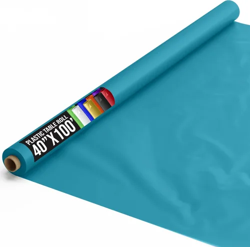 Vista 81 de Exquisito rollo de mantel de mesa de plástico aqua de Party Solids 4 piezas 40" X 300' Rollo de mantel de mesa de plástico - Rollos de mantel
