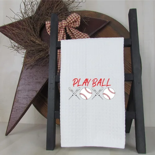 Vista 4 de Sports Kitchen Hand Towel, Cute Baseball Kitchen Towels, Funny Dish Towel, Custom Tea Towels, Base Ball Kitchen Towel, Play Ball