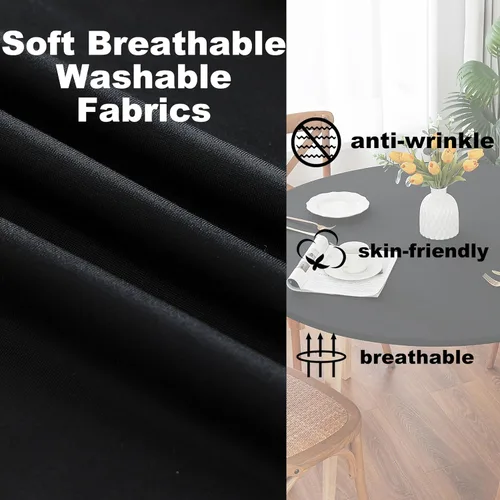 Vista 2 de Mantel redondo de elastano, suave y agradable a la piel, sin pelusas, funda de mesa de tela transpirable con banda elástica para comedor, reunión
