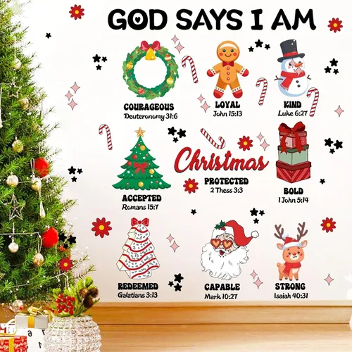 Vista 8 de Calcomanías de pared de Navidad, citas de Navidad, calcomanías de pared para decoración de interiores inspiradoras para niños, calcomanías de pared