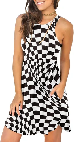 Vista 18 de HiMONE Vestidos de Vacaciones para Mujeres 2025 Vestido de Verano Vestidos Casuales de Verano para Mujeres Vestidos Casuales de Playa Petite Azul