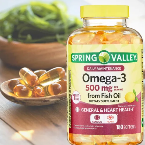 Vista 8 de Spring Valley Omega 3 500mg 180 cápsulas blandas de aceite de pescado Suplementos dietéticos + me Gusta Sticker