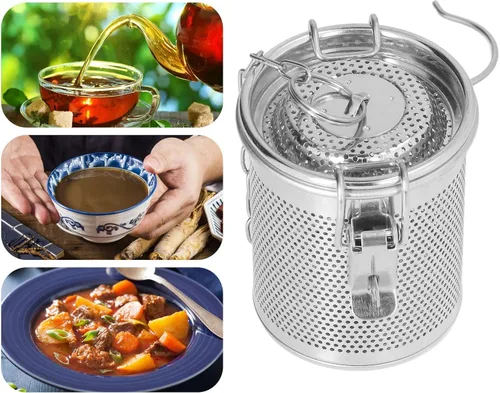 Vista 4 de Bolsa de condimentos de acero inoxidable, coladores y filtros de té, infusor de té, filtro multiusos, colador de condimentos, colador de condimentos