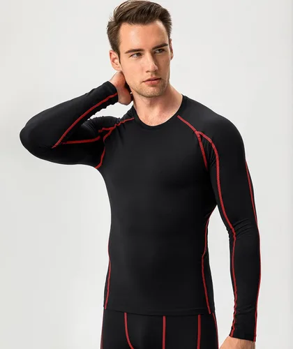 Vista 7 de Camiseta de compresión para hombre, de manga larga, atlética, para entrenamiento, camiseta deportiva activa, camiseta interior de ajuste seco