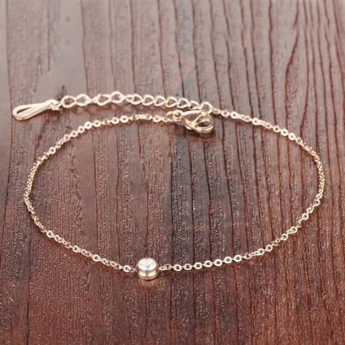 Vista 3 de De la Mujer Anklet 18K Rose de oro tono cz de la suerte cadena de pie verano accesorio ajustable l8.46