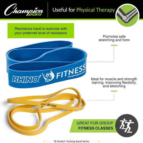 Vista 5 de Champion Sports Bandas de resistencia para hombres y mujeres, extra ligeras a súper resistentes - Banda de fitness duradera para entrenamiento